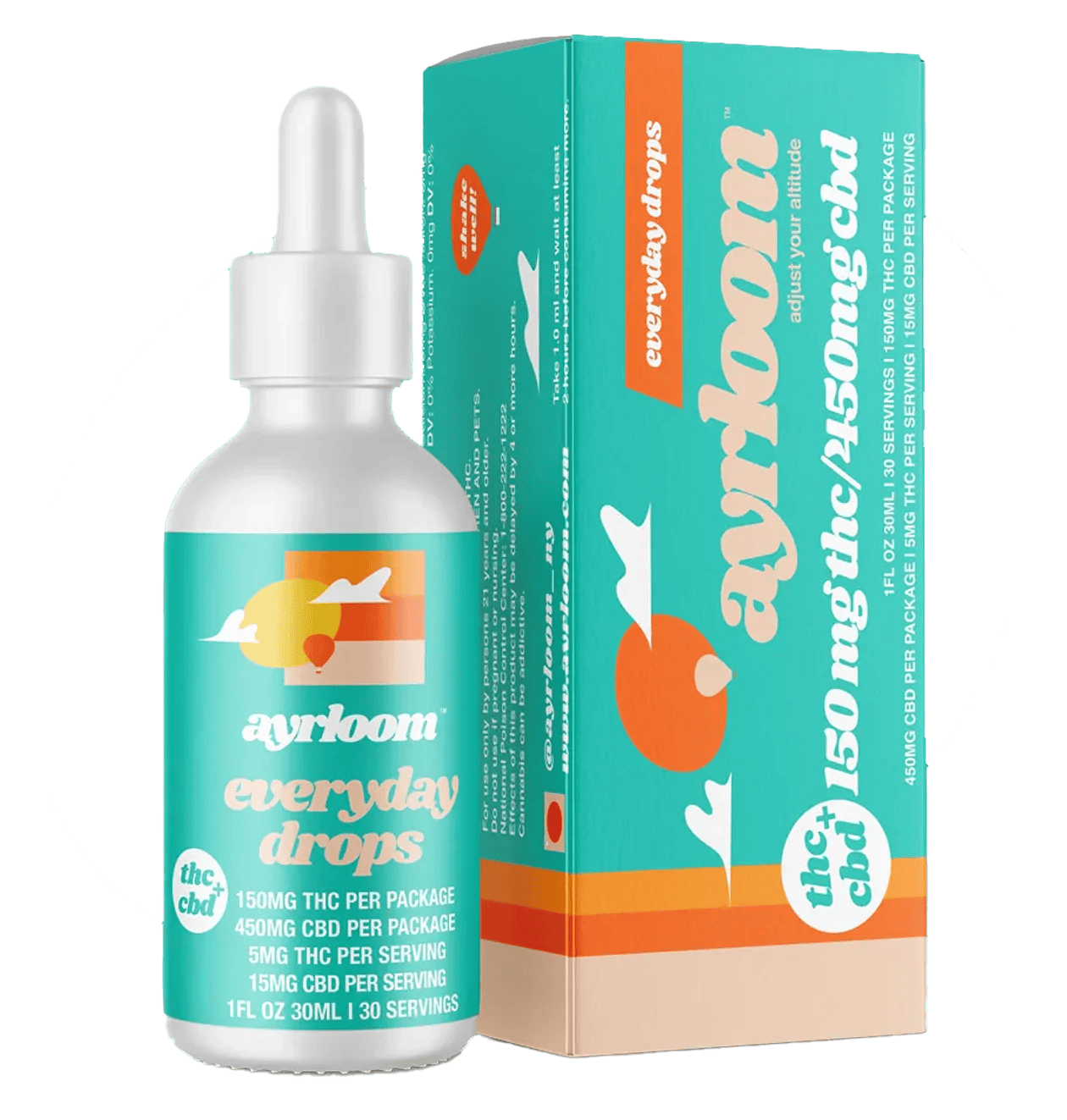 Ayrloom | Tincture Everyday Drops Low Dose 150mg Thc 450mg Cbd