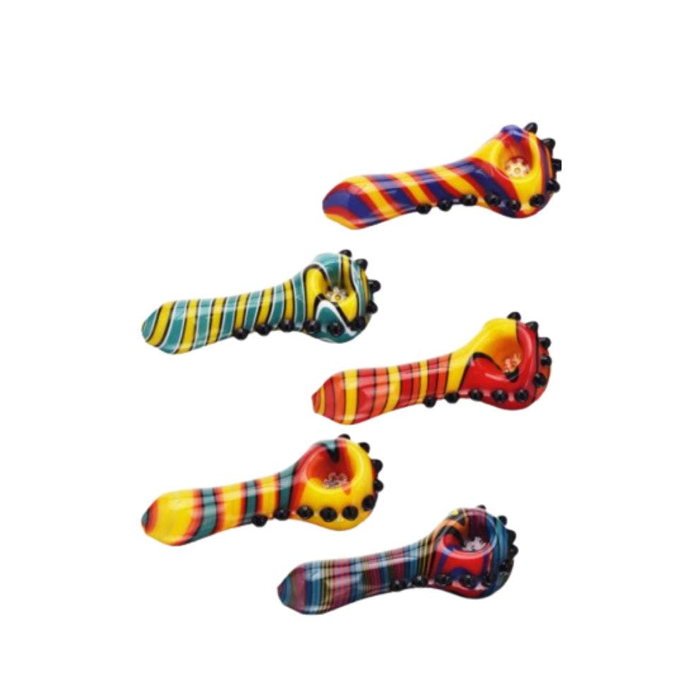 Eg Glass | Crayon Twists Hand Pipe With Screen Bowl 4 3 Assort