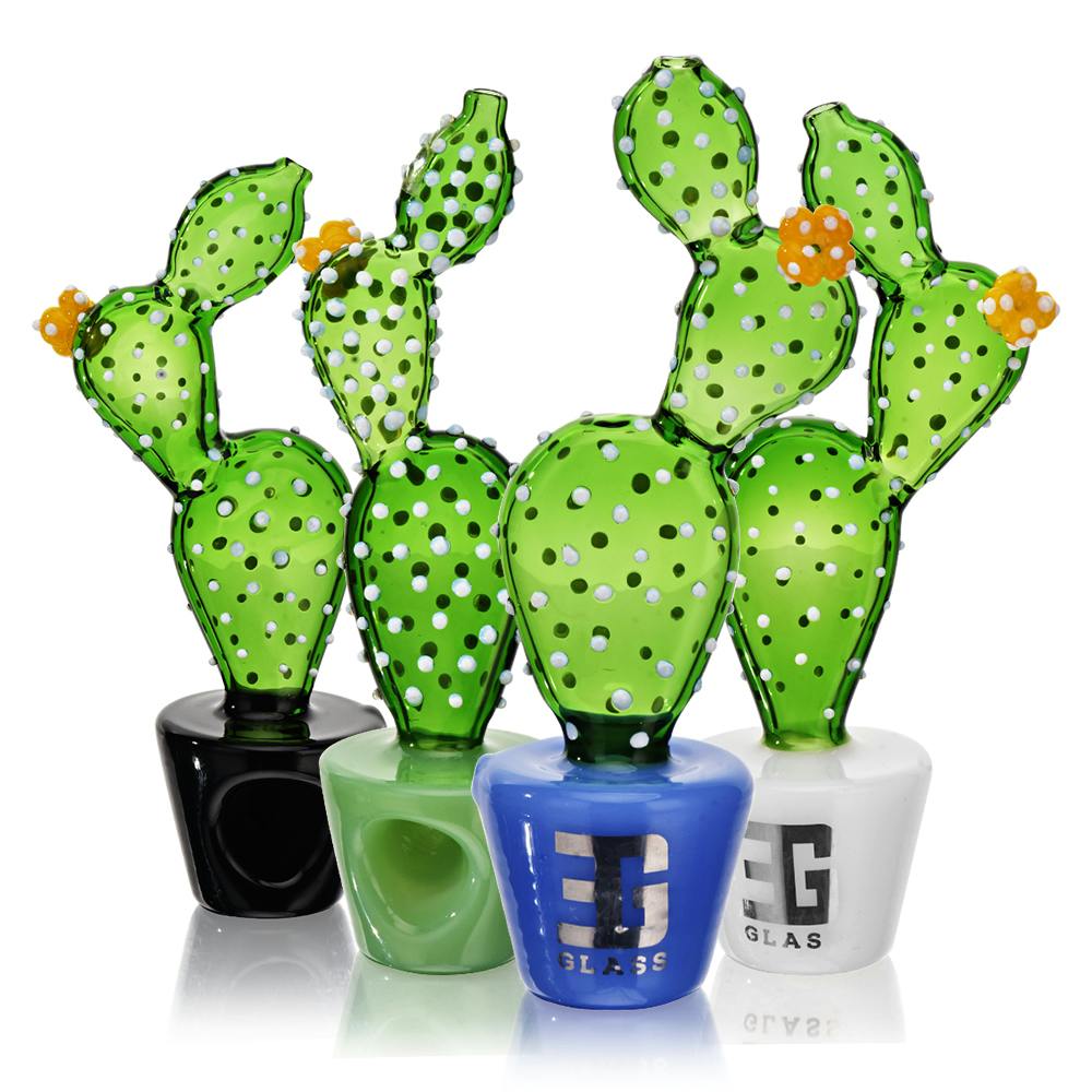 Eg Glass | Transparent Potted Prickly Pear Hand Pipe 6 5 Bsh 1