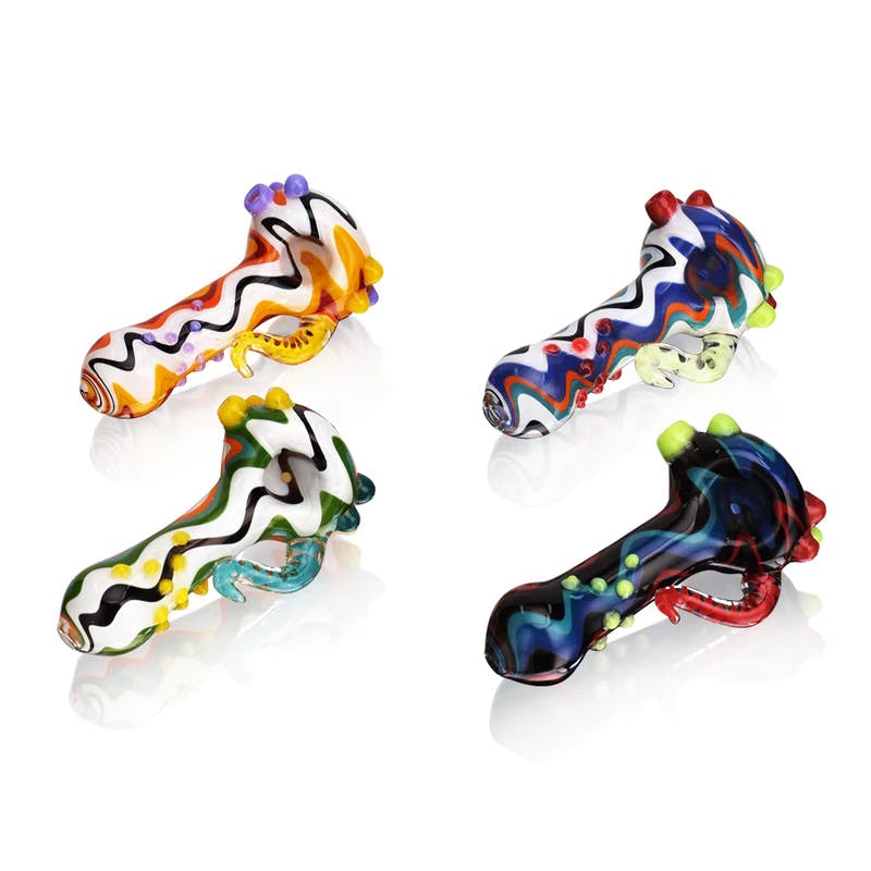 Eg Glass | Twisted Horn Wig Wag Hand Pipe Assorted Colors Egh
