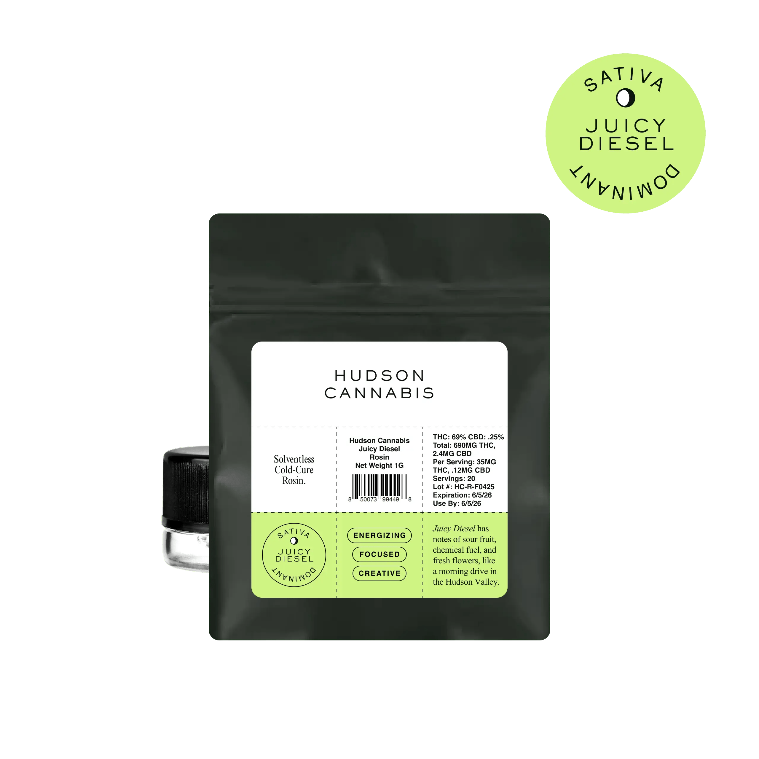 Hudson | Cannabis Rosin Jar Juicy Diesel Sativa 1g